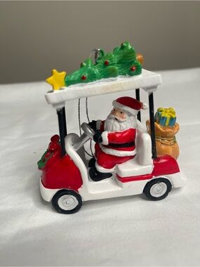 Santa Golf Cart Ornament - Red & White Kids Toy